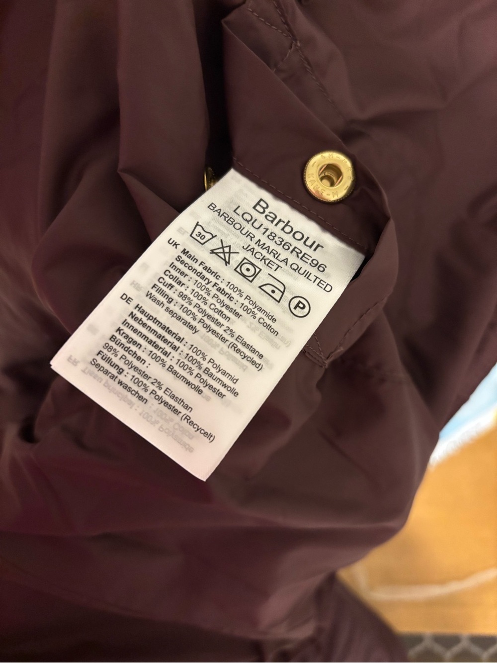 Barbour Quilted Marla Bomber Jacket in Plum NWT size US6/UK10 - Picture 6 of 8